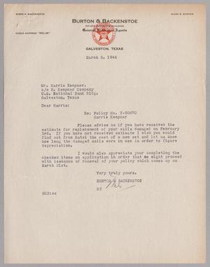 [Letter from Miles Burton to Mr. Harris Kempner, March 5, 1946]