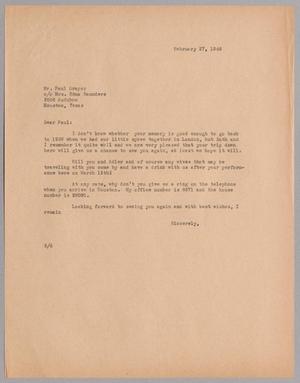 [Letter from Harris L. Kempner to Mr. Paul Draper, February 27, 1946]