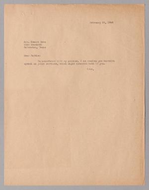 [Letter from Harris L. Kempner to Mrs. Howard Swan, February 22, 1946]