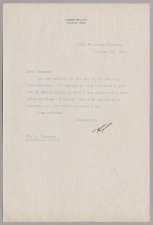 [Letter from Albert Bel Fay to Harris, February 14, 1946]