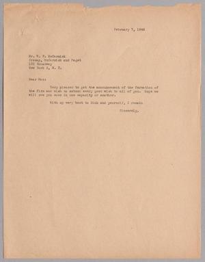 [Letter from Harris L. Kempner to Mr. W. F. McCormick, February 7, 1946]