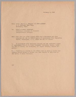 [Letter from Comdr. Harris L. Kempner to Chief of Naval Personnel, February 4, 1946]