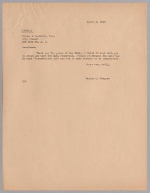 [Letter from Harris L. Kempner to Ratsey & Lapthorn, Inc., April 3, 1946]
