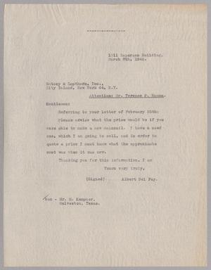 [Letter from Albert Bel Fay to Ratsey & Lapthorn, Inc., March 8, 1946]
