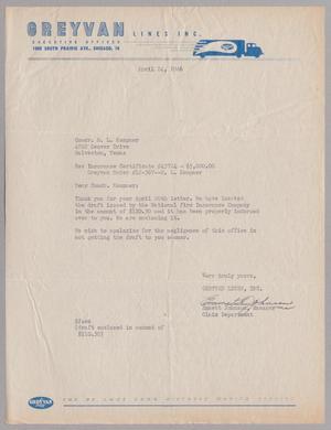 [Letter from Greyvan Lines Inc. to H. L. Kempner, April 24, 1946]