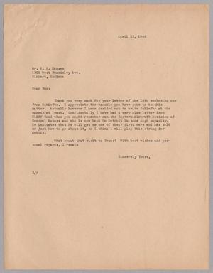 Primary view of object titled '[Letter from Harris L. Kempner to Mr. E. E. Hansen, April 23, 1946]'.