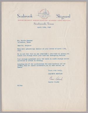 [Letter from Seabrook Shipyard to Mr. Harris Kempner, April 15, 1946]