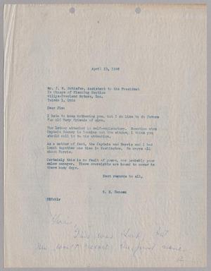[Letter from E. E. Hansen to Mr. J. W. Schiefer, April 10, 1946]