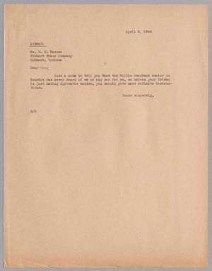 Primary view of object titled '[Letter from Harris L. Kempner to Mr. E. E. Hansen, April 8, 1946]'.