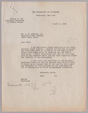 [Letter from The University of Rochester to Mr. I. H. Kempner, Jr., April 6, 1946]