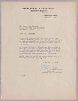[Letter from Houston Lighting & Power Company to Mr. Harris L. Kempner, April 3, 1946]