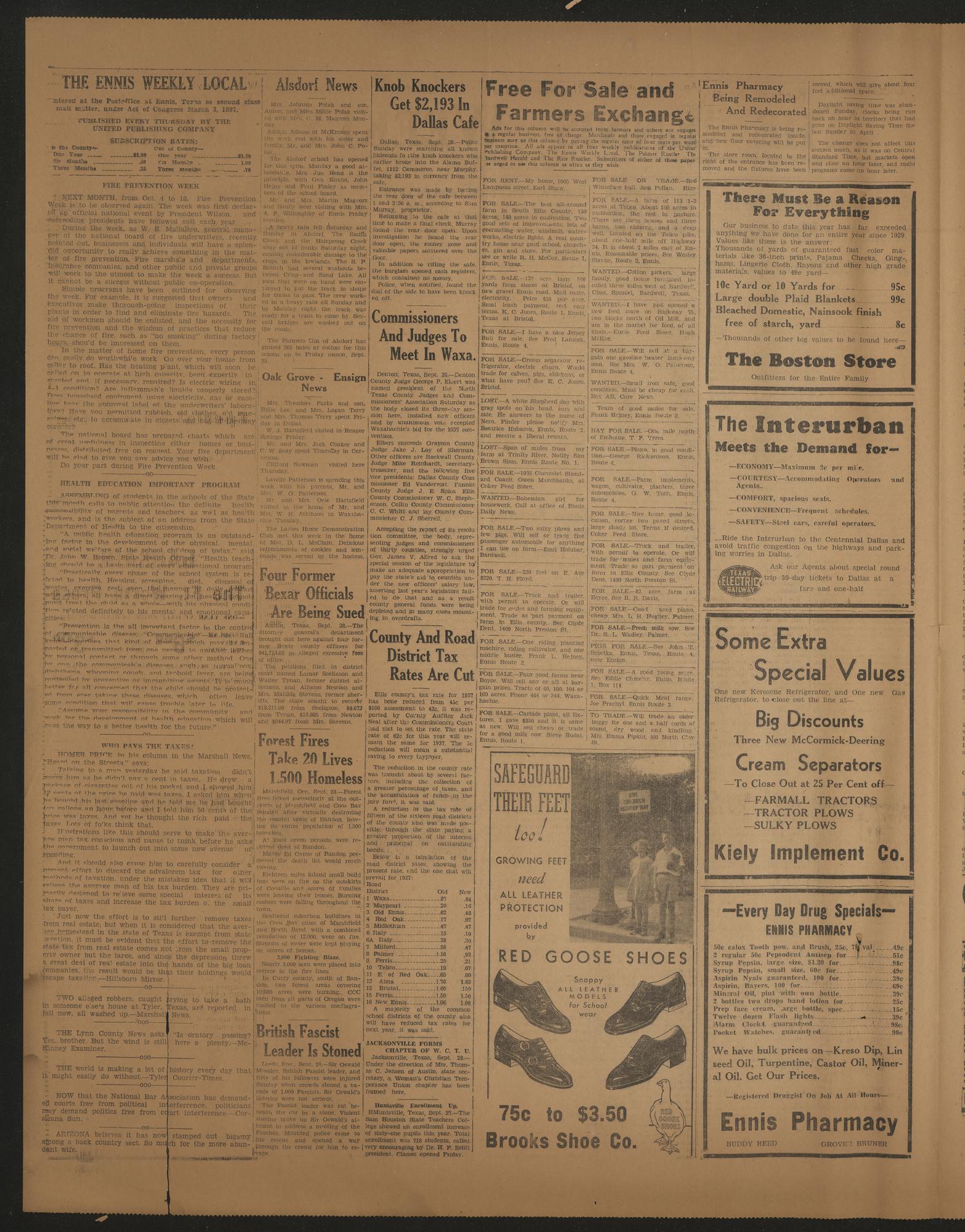 The Ennis Weekly Local (Ennis, Tex.), Vol. 40, No. 25, Ed. 1 Thursday, October 1, 1936
                                                
                                                    [Sequence #]: 2 of 4
                                                
