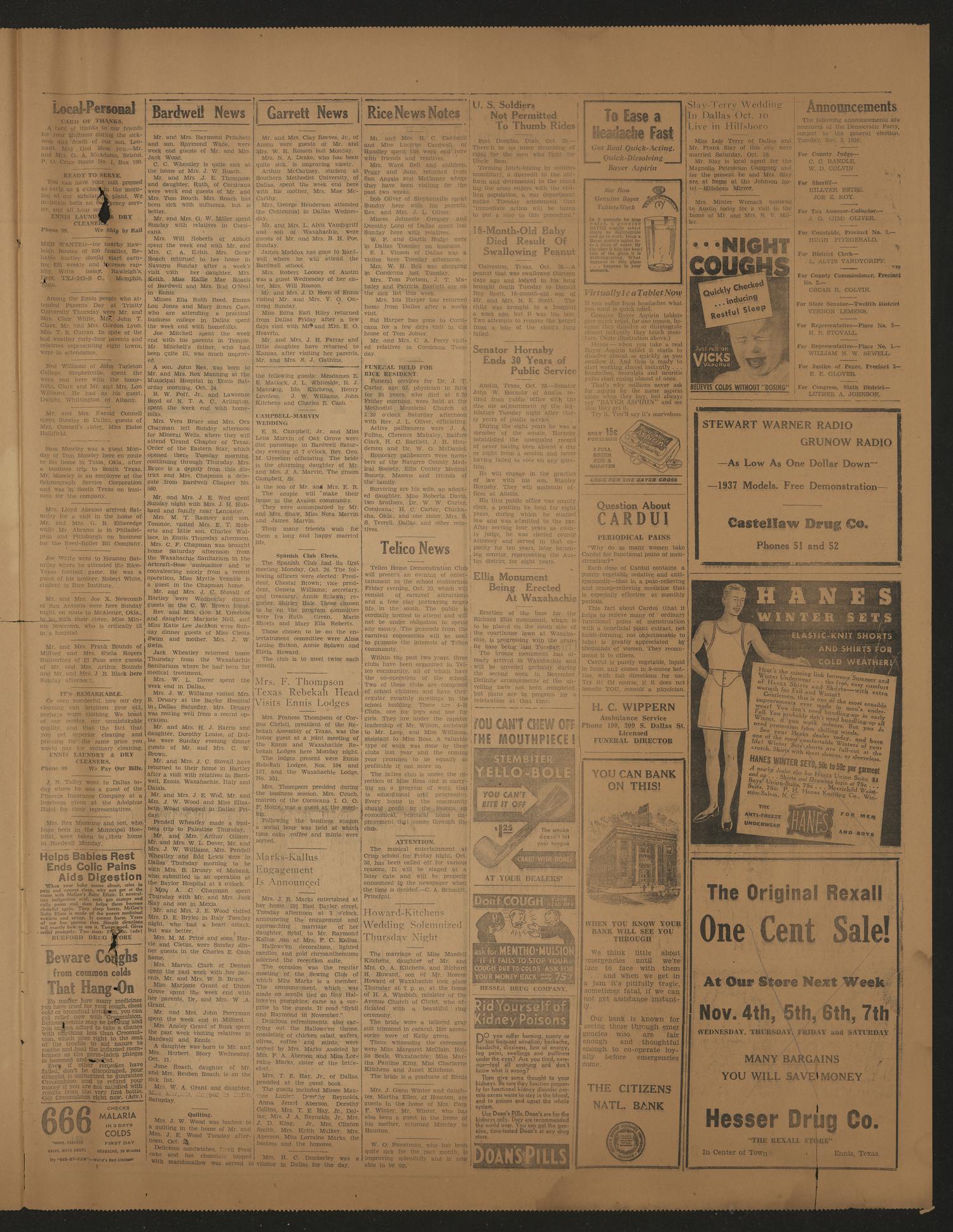 The Ennis Weekly Local (Ennis, Tex.), Vol. 40, No. 28, Ed. 1 Thursday, October 29, 1936
                                                
                                                    [Sequence #]: 3 of 4
                                                