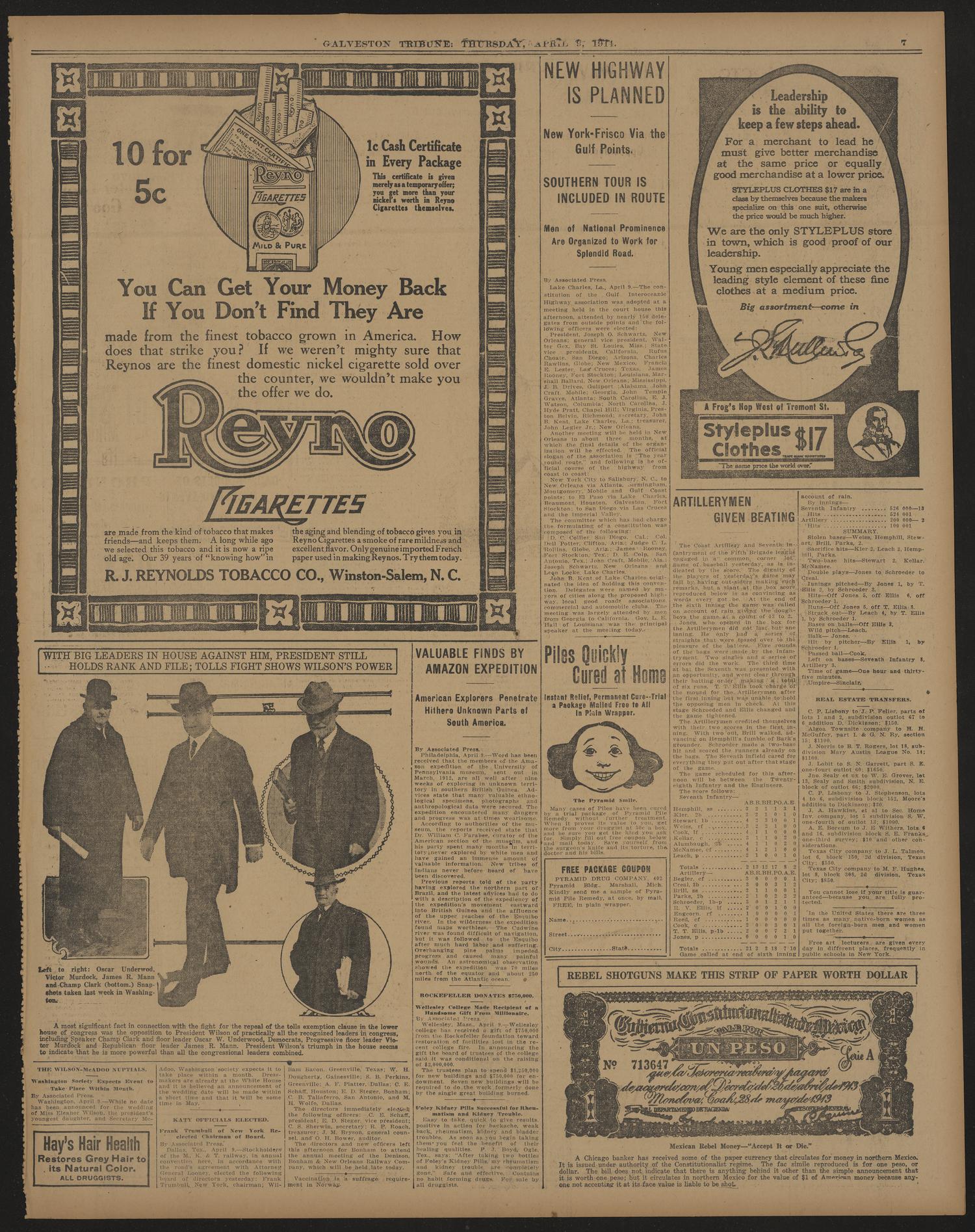 Galveston Tribune. (Galveston, Tex.), Vol. 34, No. 115, Ed. 1 Thursday, April 9, 1914
                                                
                                                    [Sequence #]: 7 of 12
                                                
