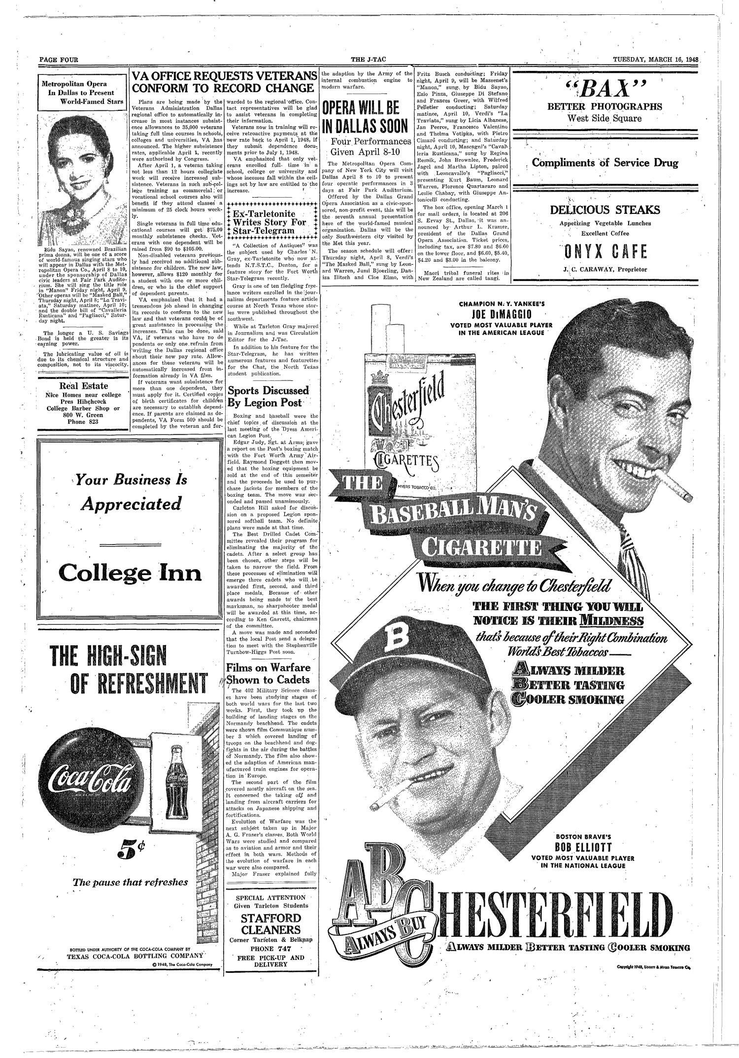 The J-TAC (Stephenville, Tex.), Vol. 28, No. 24, Ed. 1 Tuesday, March 16, 1948
                                                
                                                    [Sequence #]: 4 of 4
                                                