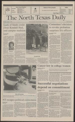 The North Texas Daily (Denton, Tex.), Vol. 73, No. 117, Ed. 1 Thursday, August 1, 1991