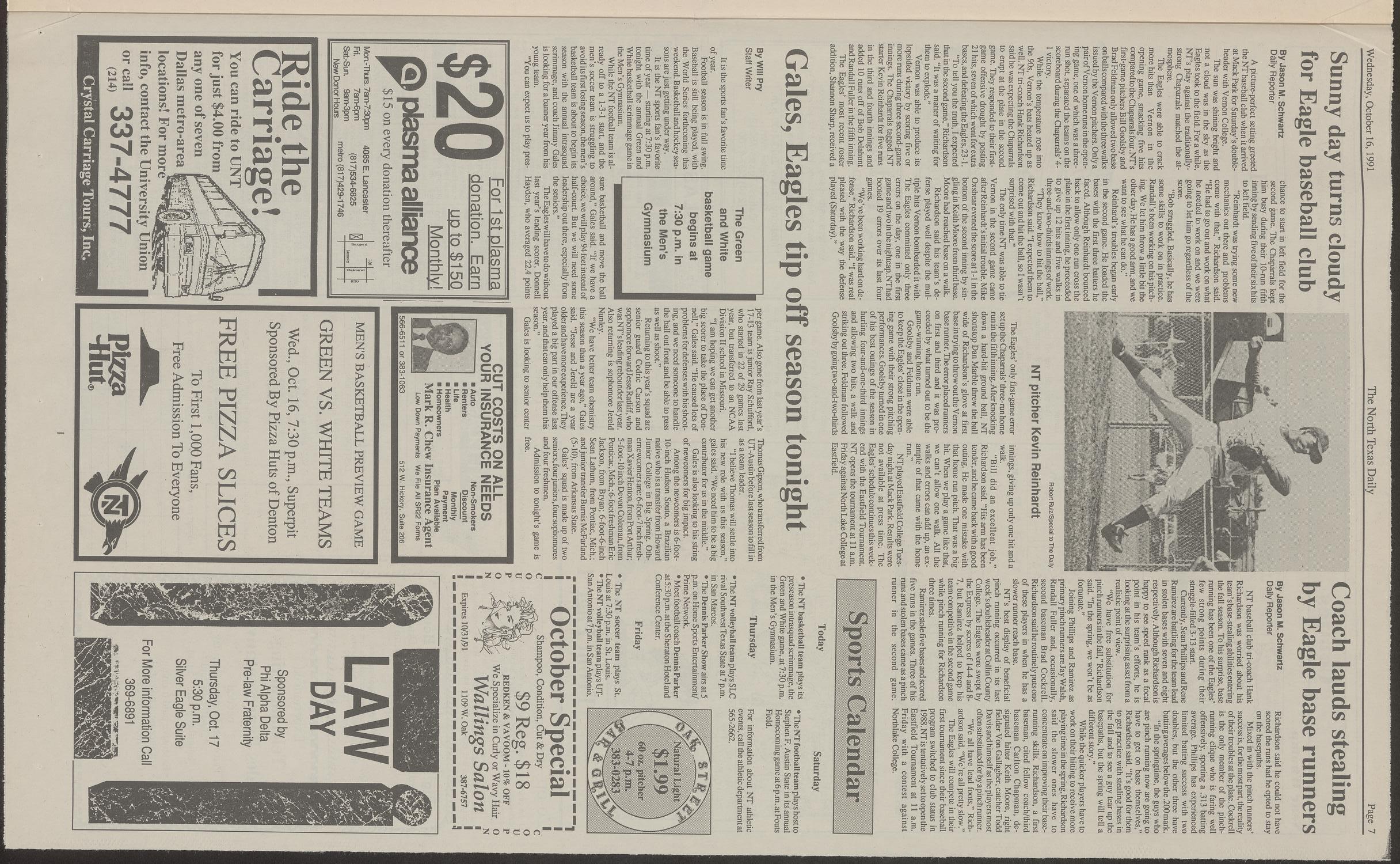 The North Texas Daily (Denton, Tex.), Vol. 74, No. 30, Ed. 1 Wednesday, October 16, 1991
                                                
                                                    [Sequence #]: 7 of 8
                                                