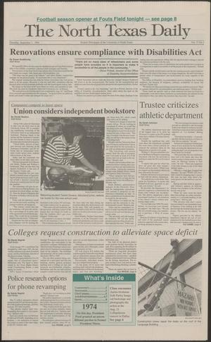 The North Texas Daily (Denton, Tex.), Vol. 77, No. 3, Ed. 1 Thursday, September 1, 1994