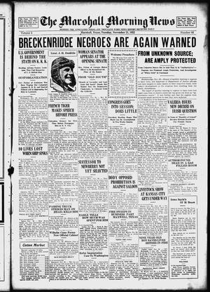 The Marshall Morning News (Marshall, Tex.), Vol. 4, No. 64, Ed. 1 Tuesday, November 21, 1922