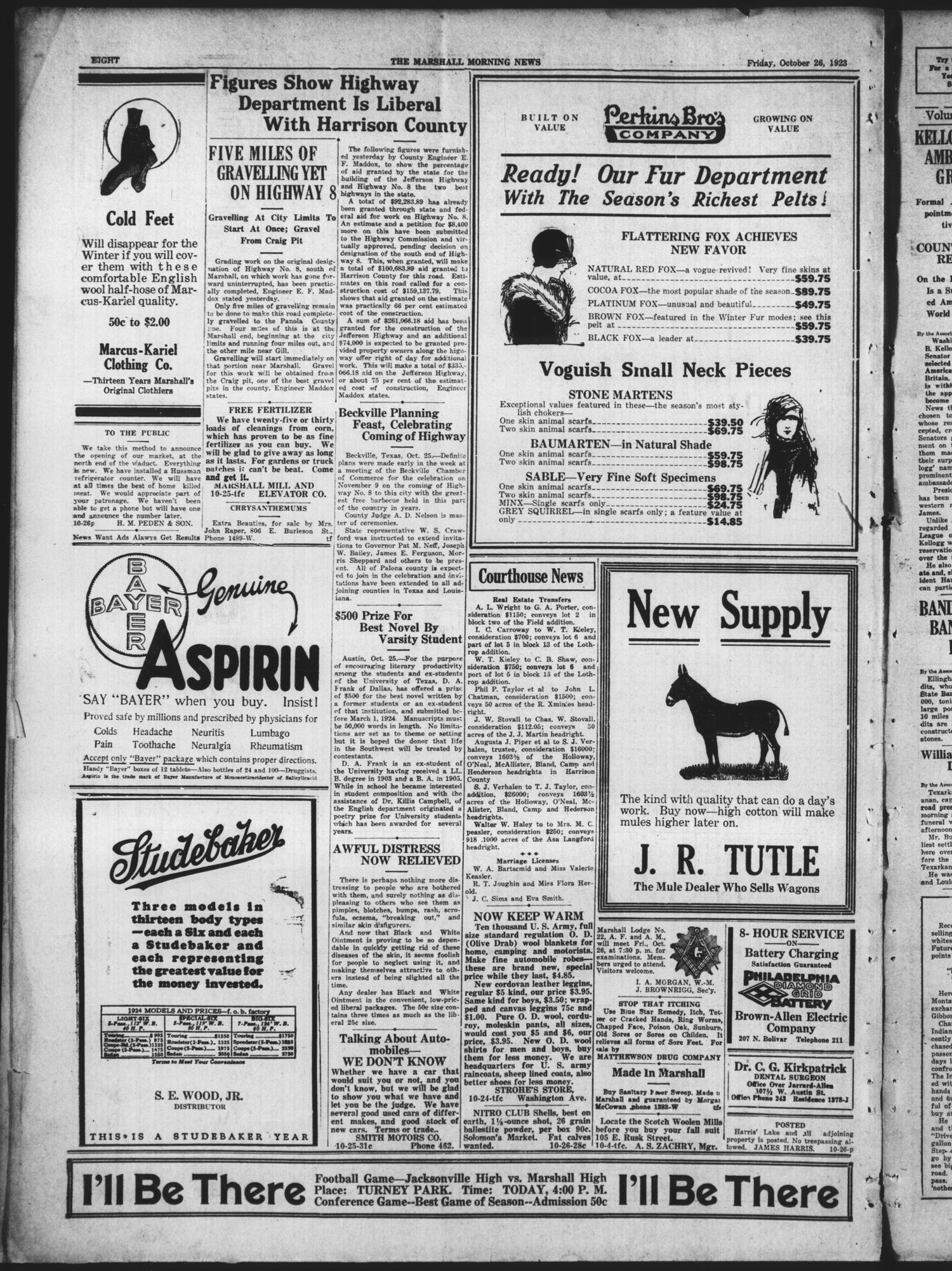 The Marshall Morning News (Marshall, Tex.), Vol. 5, No. 43, Ed. 1 Friday, October 26, 1923
                                                
                                                    [Sequence #]: 8 of 8
                                                