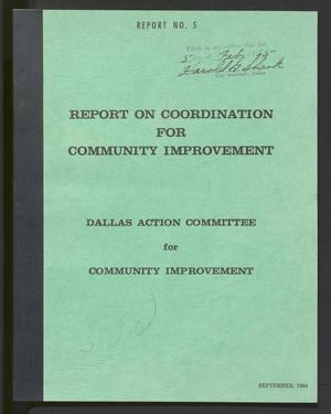 Report on Coordination for Community Improvement