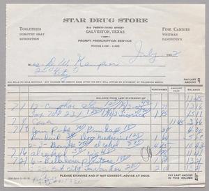 [Invoice from Star Drug Store: July, 1952]