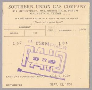 Southern Union Gas Company Monthly Statement (2504 AVE O): October 1952