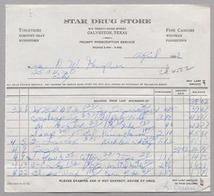 [Invoice from Star Drug Store: April, 1952]