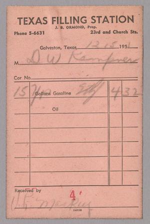[Invoice for 15 Gallon of Gasoline, December 15, 1951]