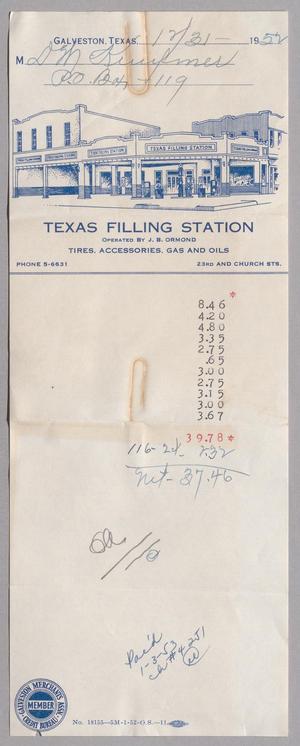 [Account Statement for Texas Filling Station: December 1952]
