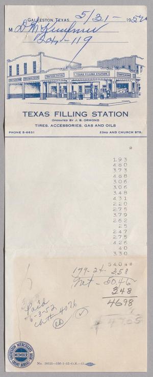 [Account Statement for Texas Filling Station: May 1952]