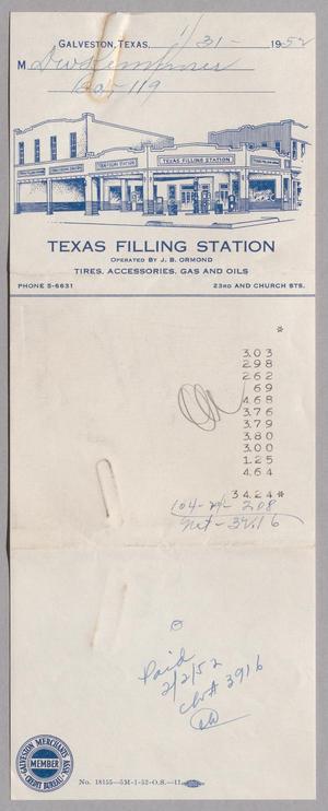 [Account Statement for Texas Filling Station: January 1952]