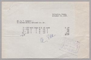 [Invoice for Lamps, November 17, 1952]