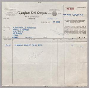 [Invoice for Cinnabar Scarlet Phlox Seeds and Multiple Types of Petunia Flowering Plants, February 4,1952]