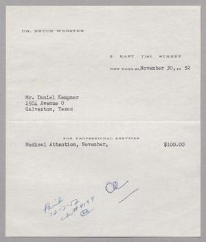 [Bill for Medical Attention: November, 1952]