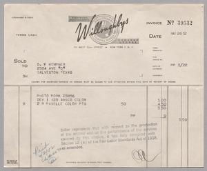 [Invoice for Photo Works including 120 Ansco Color and Pavelle Color Prints, May 26, 1952]