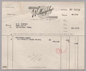 [Invoice for Photo Work including Pavelle Color Prints, May 19, 1952]