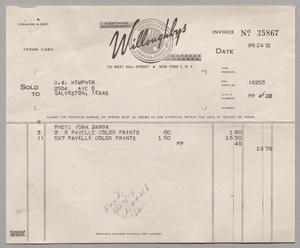 [Invoice for Photo Works including Pavelle Color Prints, April 24, 1952]