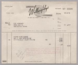 [Invoice for Photo Works including 120 Ektachrome and Pavelle Color Prints, April 22, 1952]