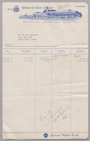 [Invoice for Purchases from the Pennington Buick Company]