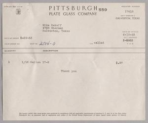 [Invoice from Pittsburgh Plate Glass Company: May 29, 1953]