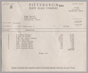[Invoice from Pittsburgh Plate Glass Company: June 10, 1953]