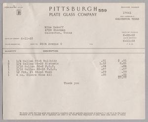 [Invoice for Pittsburgh Plate Glass Company: June 11, 1953]