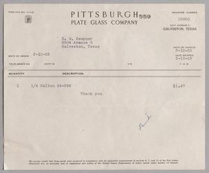 [Invoice from Pittsburgh Plate Glass Company: March, 1953]