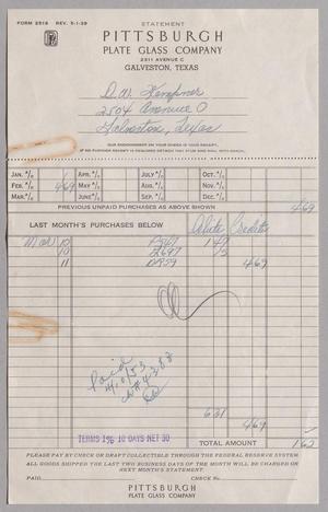[Account Statement for Pittsburgh Plate Glass Company, March 1953]