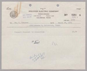 [Invoice for Services by Pfeiffer Electric Company, March 1953]
