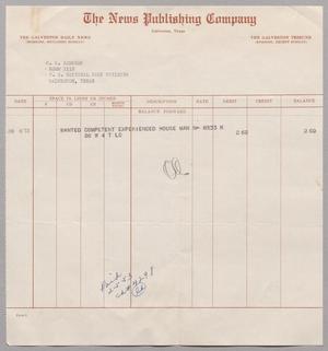 [Invoice for Balance Due to the News Publishing Company, January 1953]