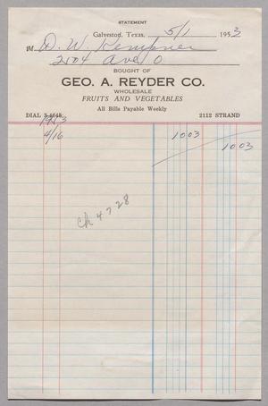 [Statement from Geo. A. Reyder Co.: April, 1953]