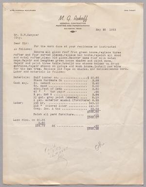 [Invoice from M. G. Rekoff to D. W. Kempner, May 25, 1953]