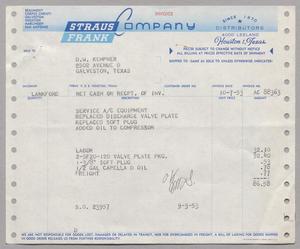 [Invoice for Services Rendered by Straus Frank Company, October 1953]